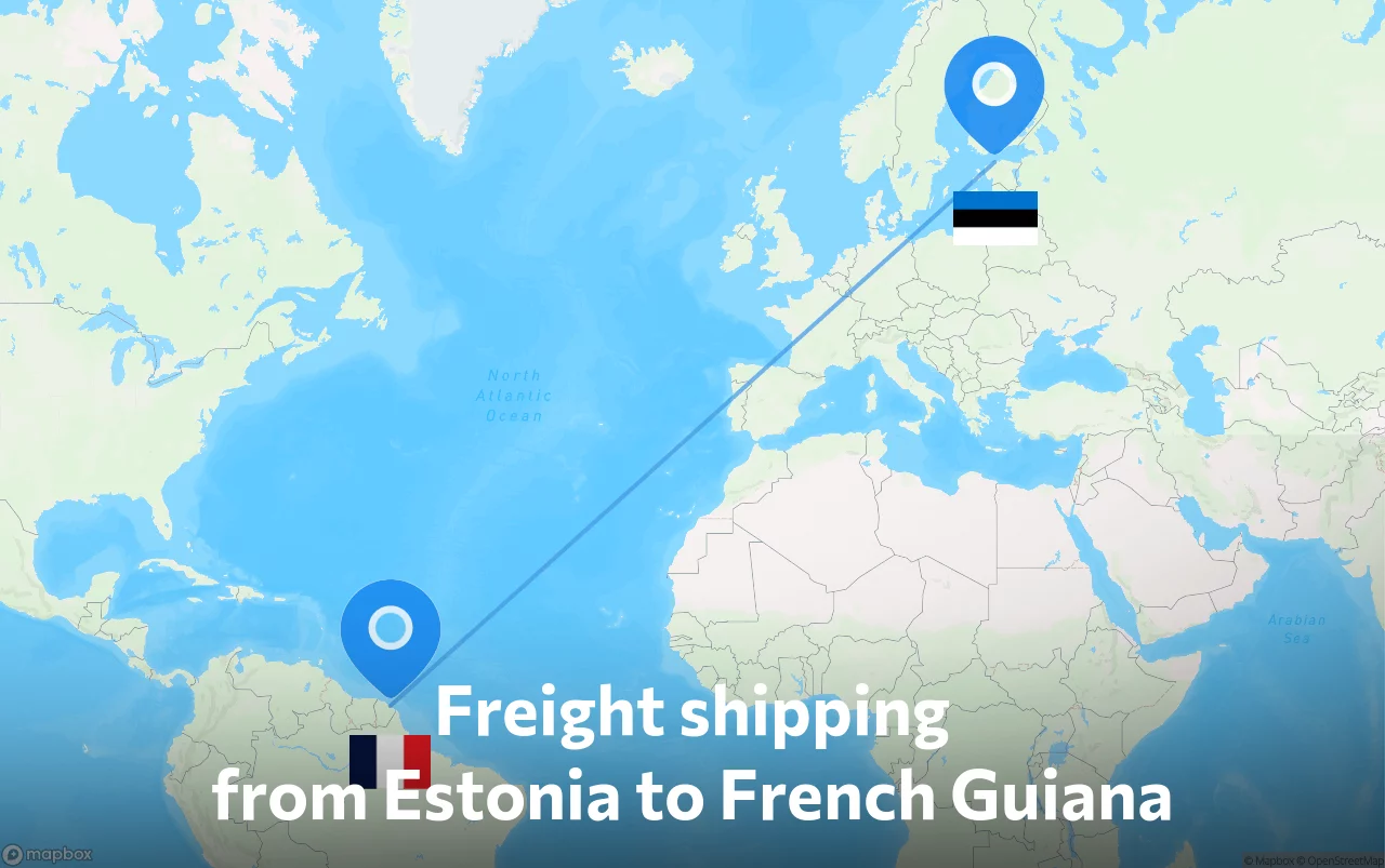Shipping route from Estonia to French Guiana