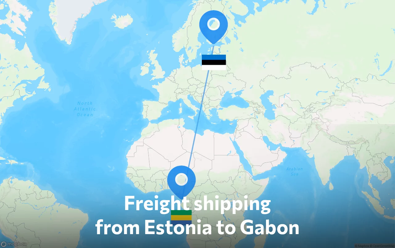 Shipping route from Estonia to Gabon
