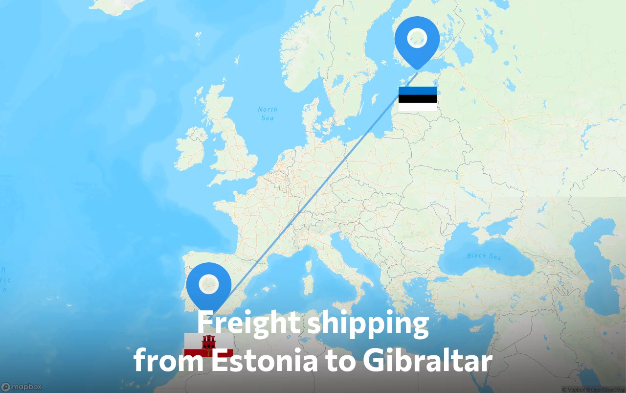 Shipping route from Estonia to Gibraltar