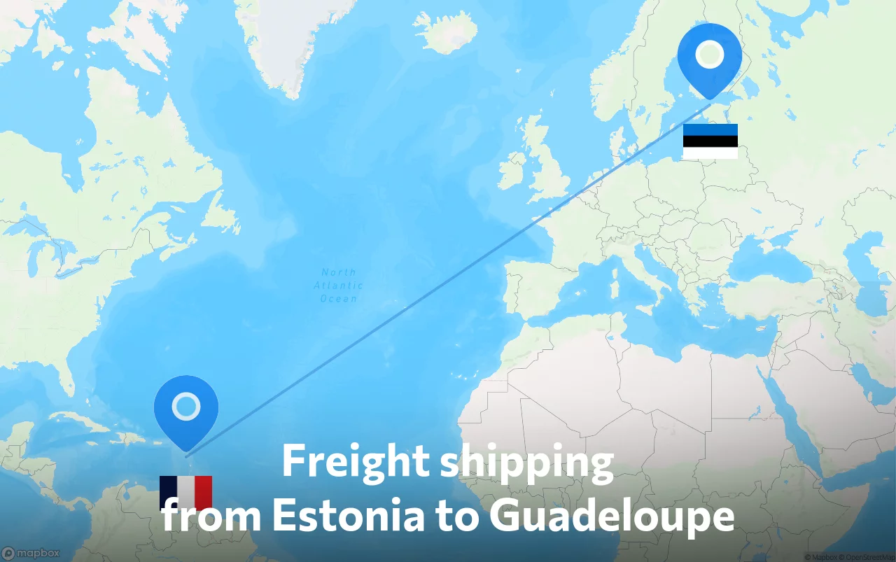 Shipping route from Estonia to Guadeloupe