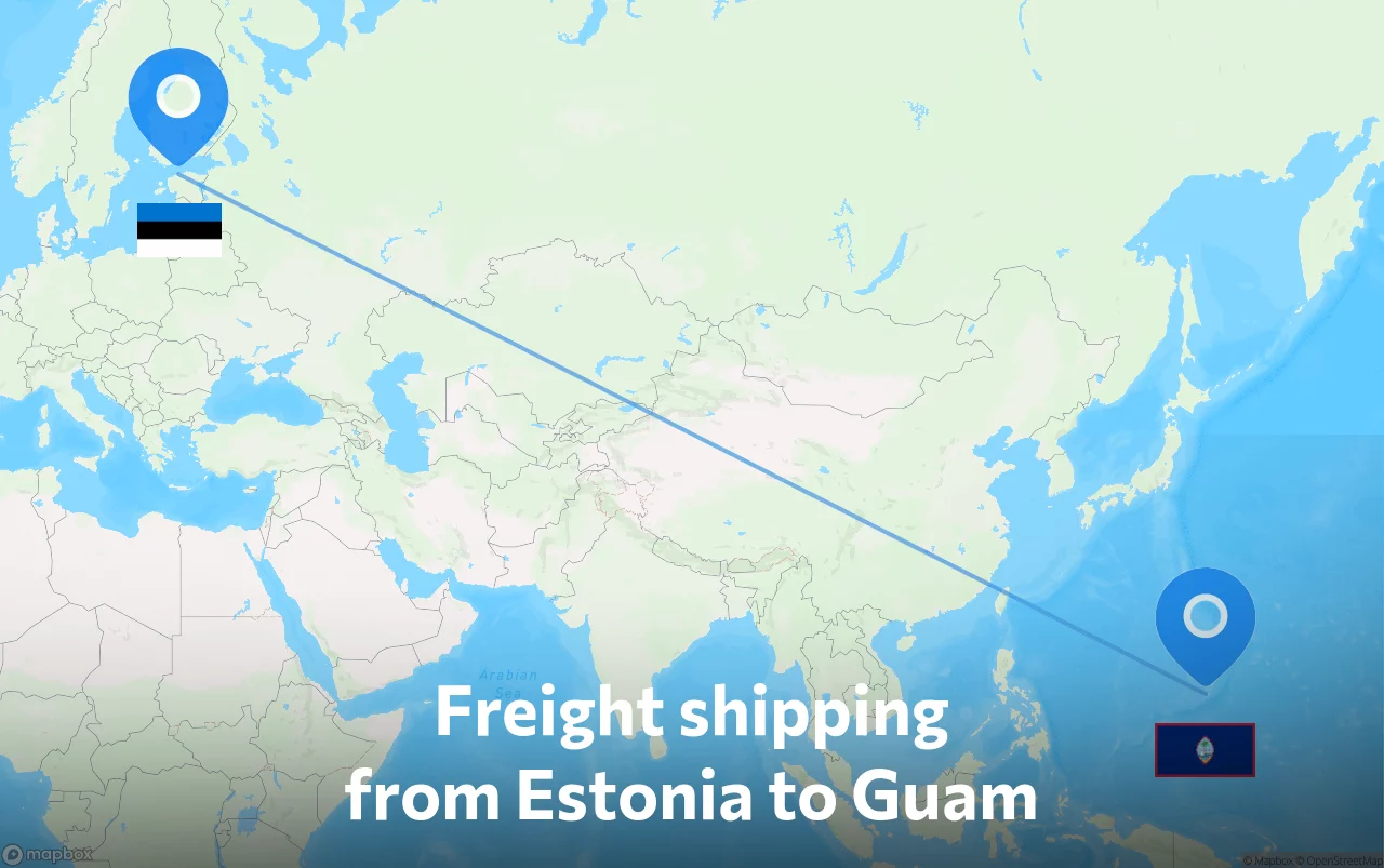 Shipping route from Estonia to Guam