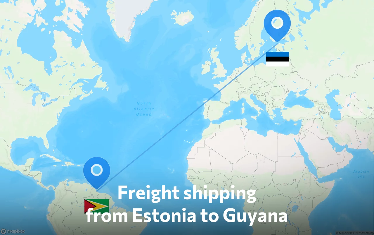 Shipping route from Estonia to Guyana