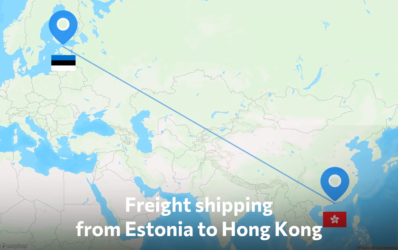 Shipping route from Estonia to Hong Kong