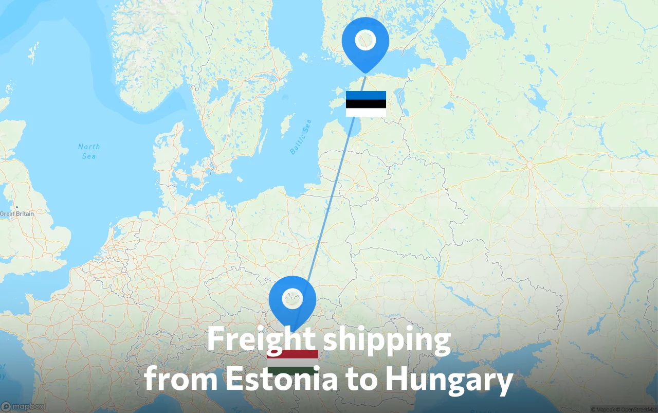 Shipping route from Estonia to Hungary