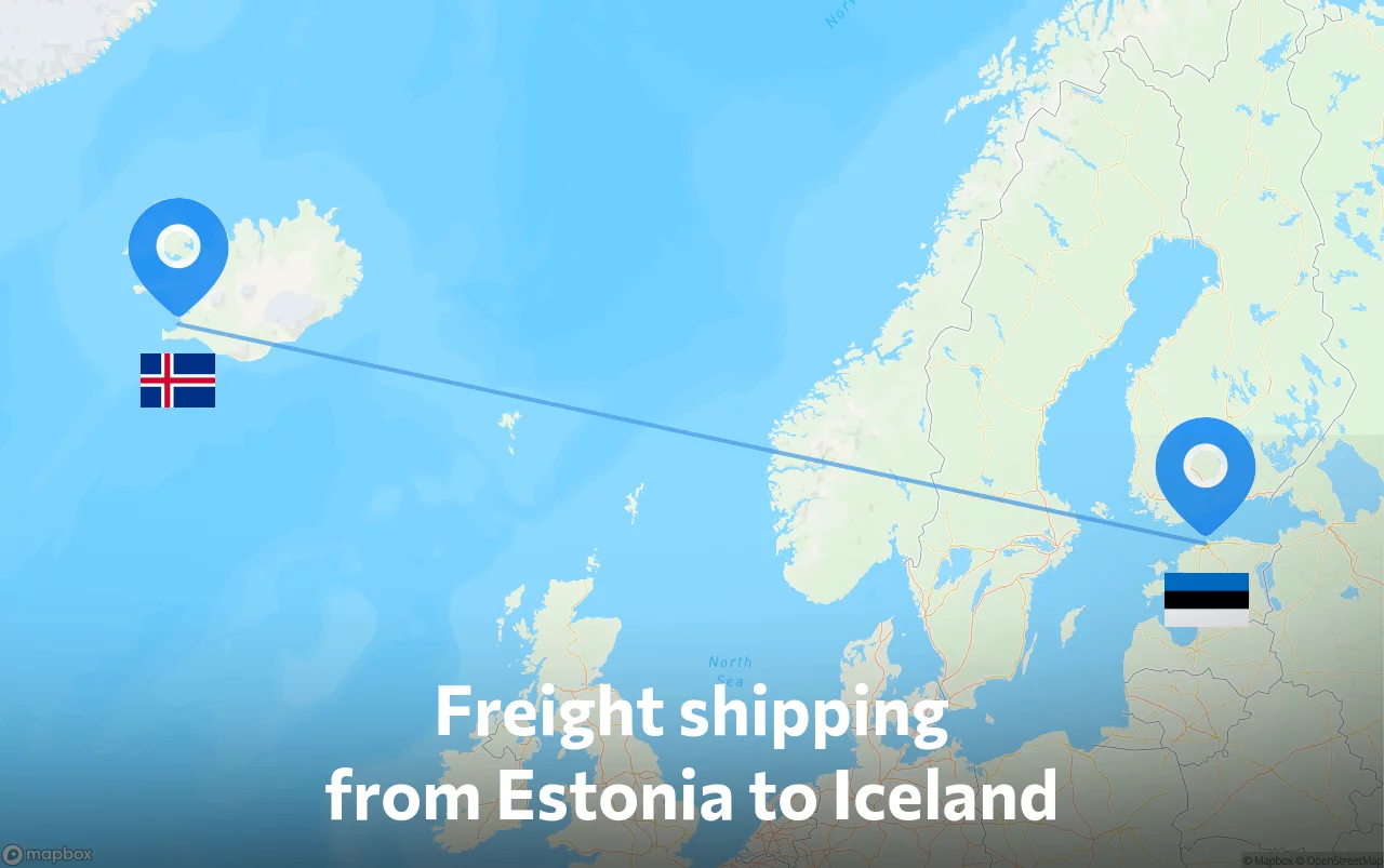 Shipping route from Estonia to Iceland