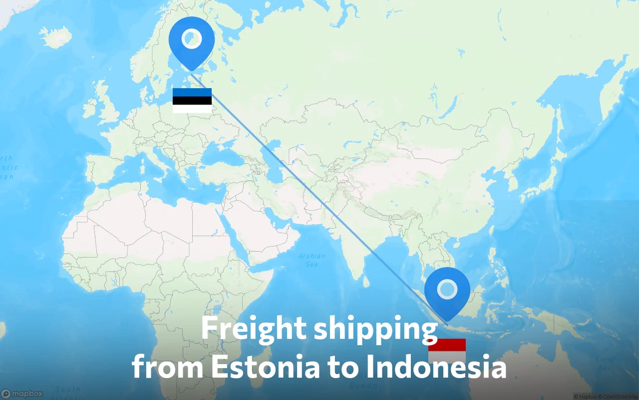 Shipping route from Estonia to Indonesia