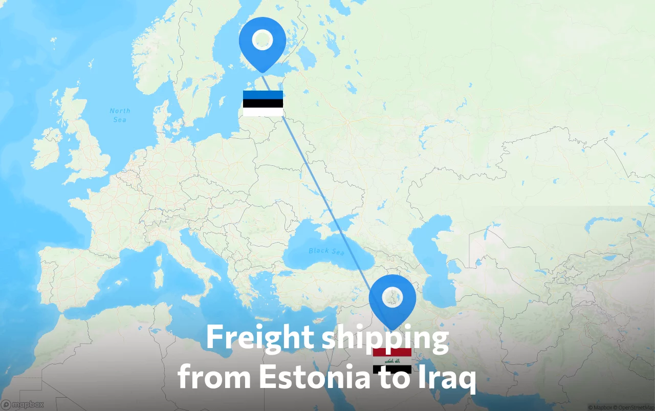 Shipping route from Estonia to Iraq