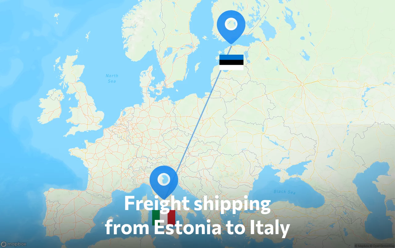 Shipping route from Estonia to Italy