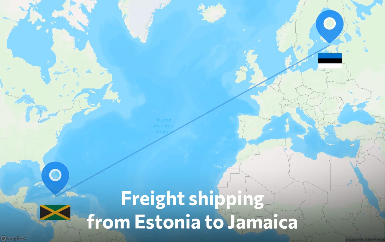 Shipping route from Estonia to Jamaica