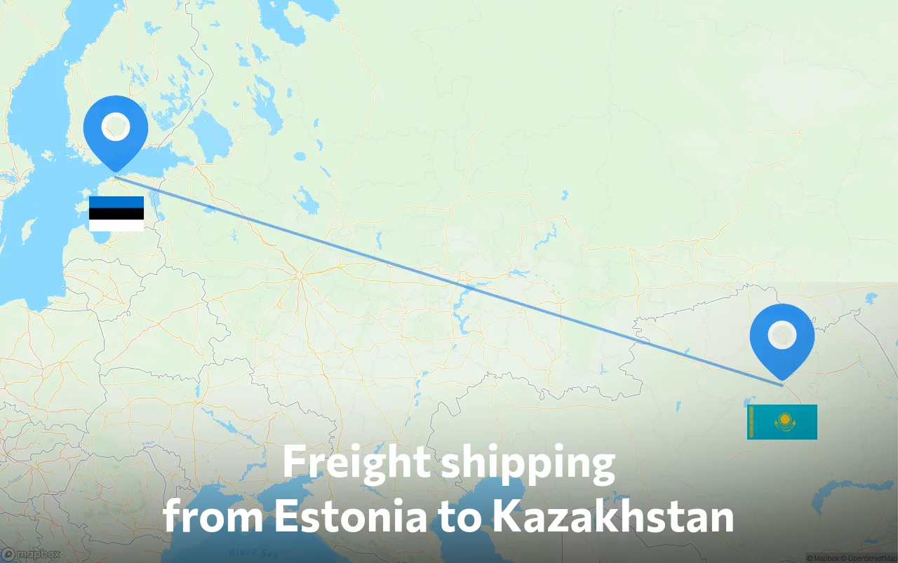 Shipping route from Estonia to Kazakhstan