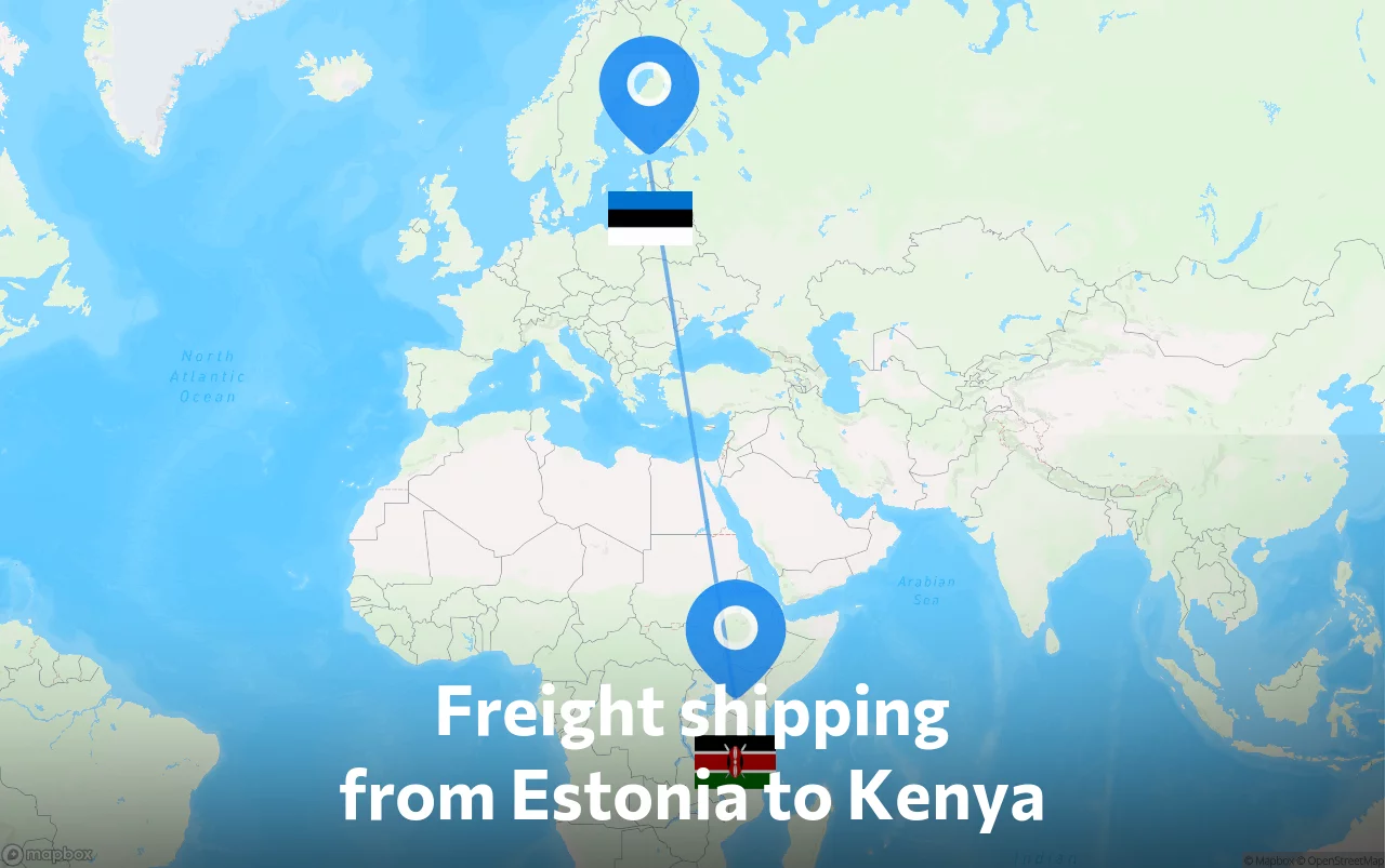 Shipping route from Estonia to Kenya