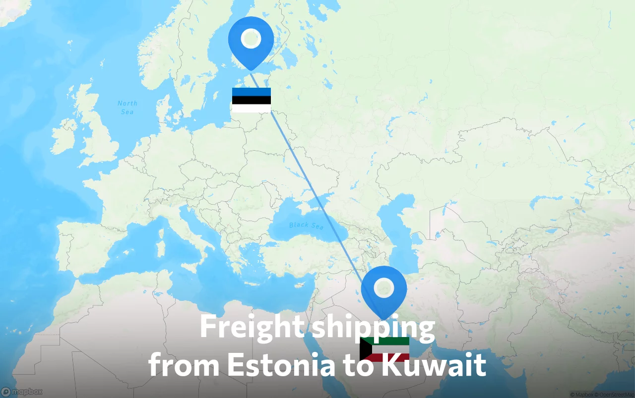 Shipping route from Estonia to Kuwait