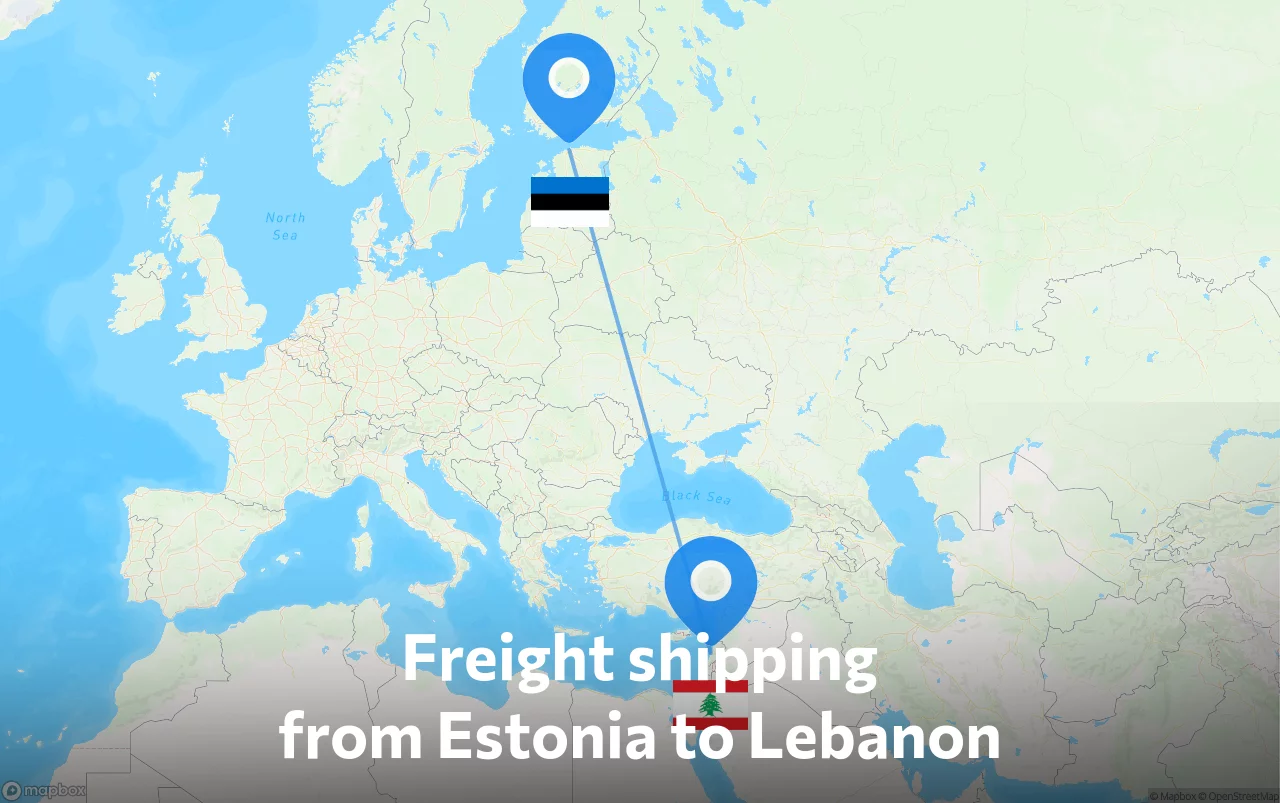 Shipping route from Estonia to Lebanon
