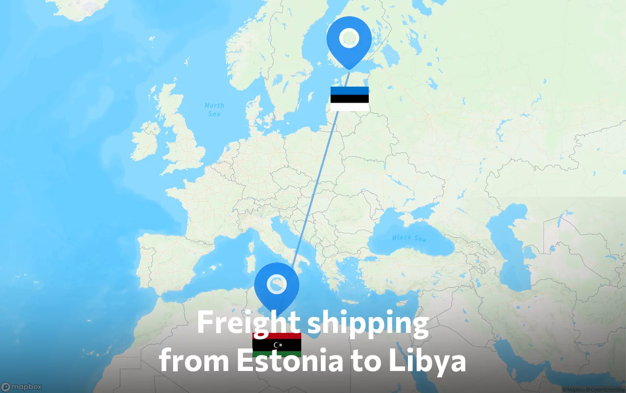 Shipping route from Estonia to Libya