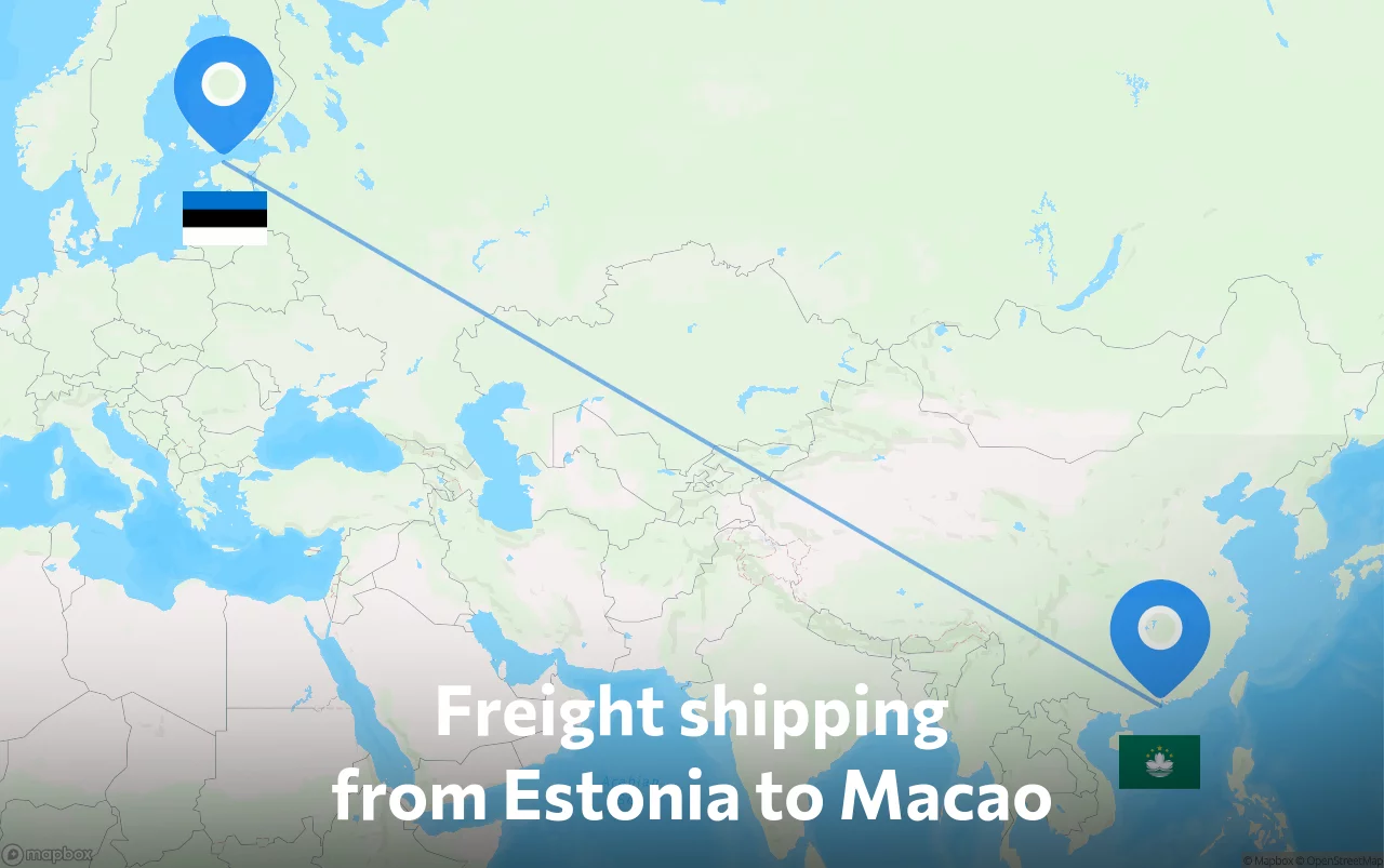 Shipping route from Estonia to Macao