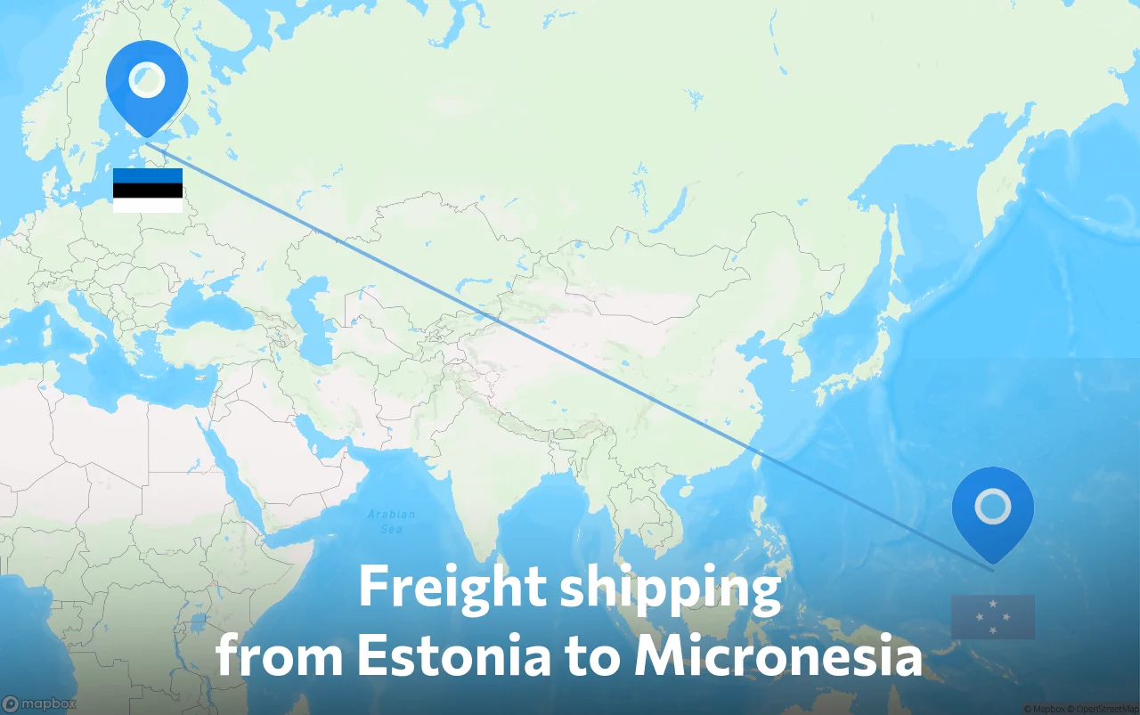 Shipping route from Estonia to Micronesia