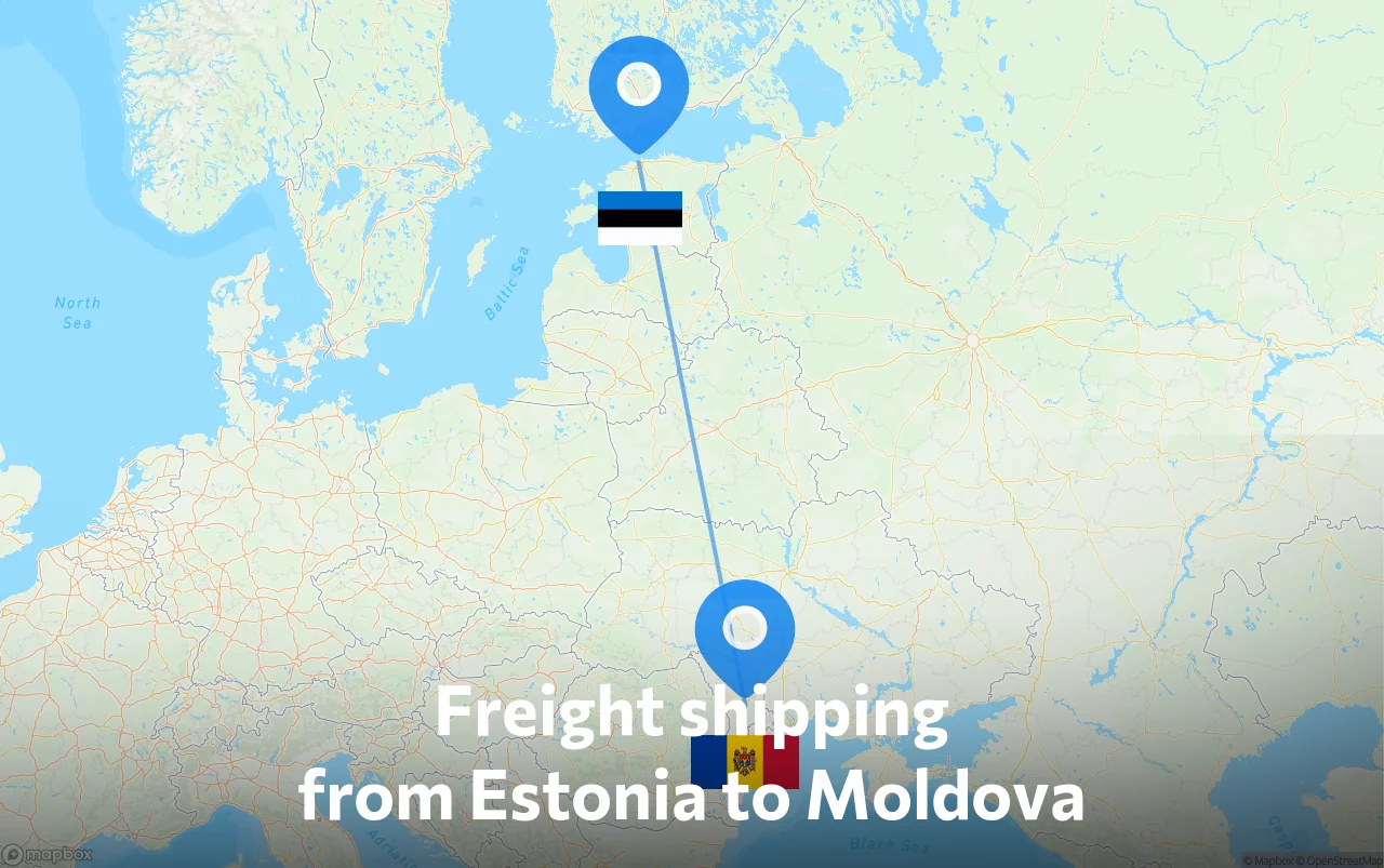 Shipping route from Estonia to Moldova