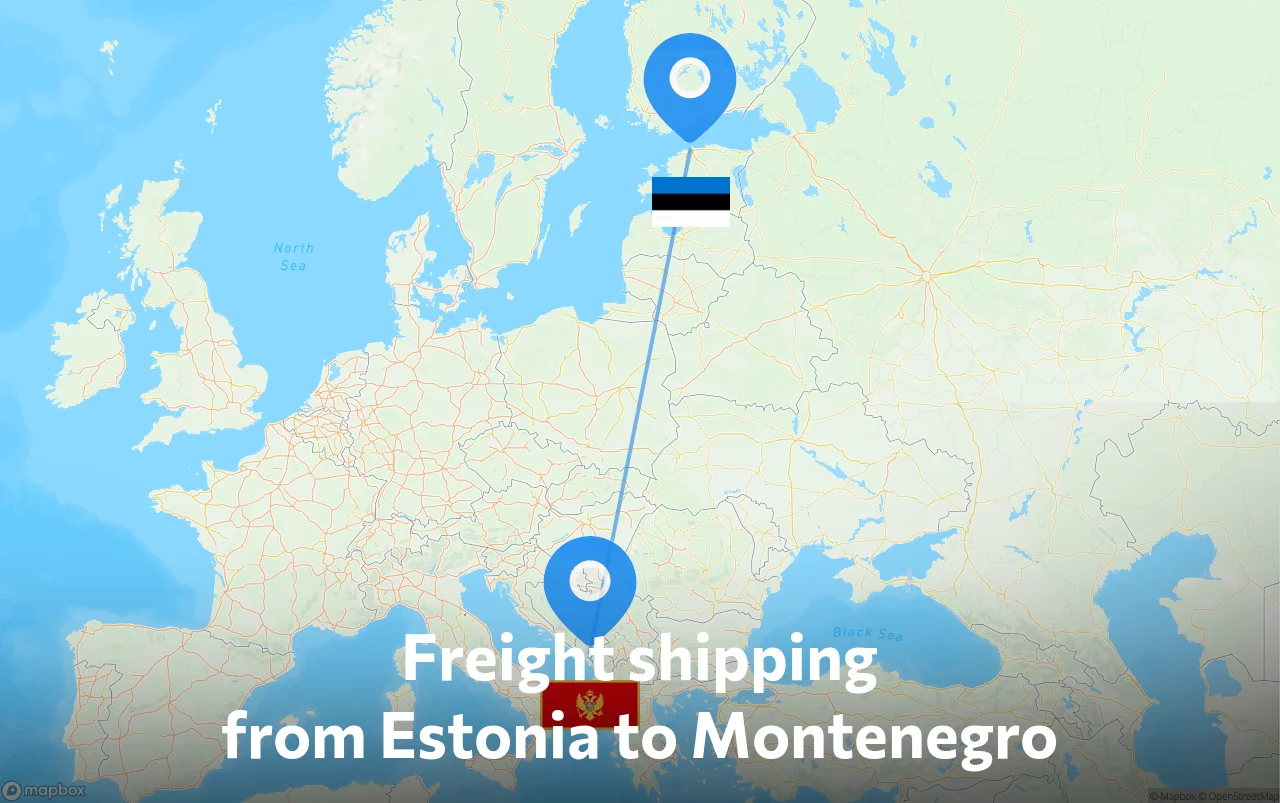 Shipping route from Estonia to Montenegro