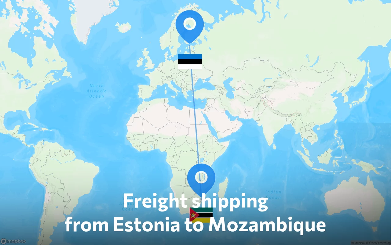 Shipping route from Estonia to Mozambique