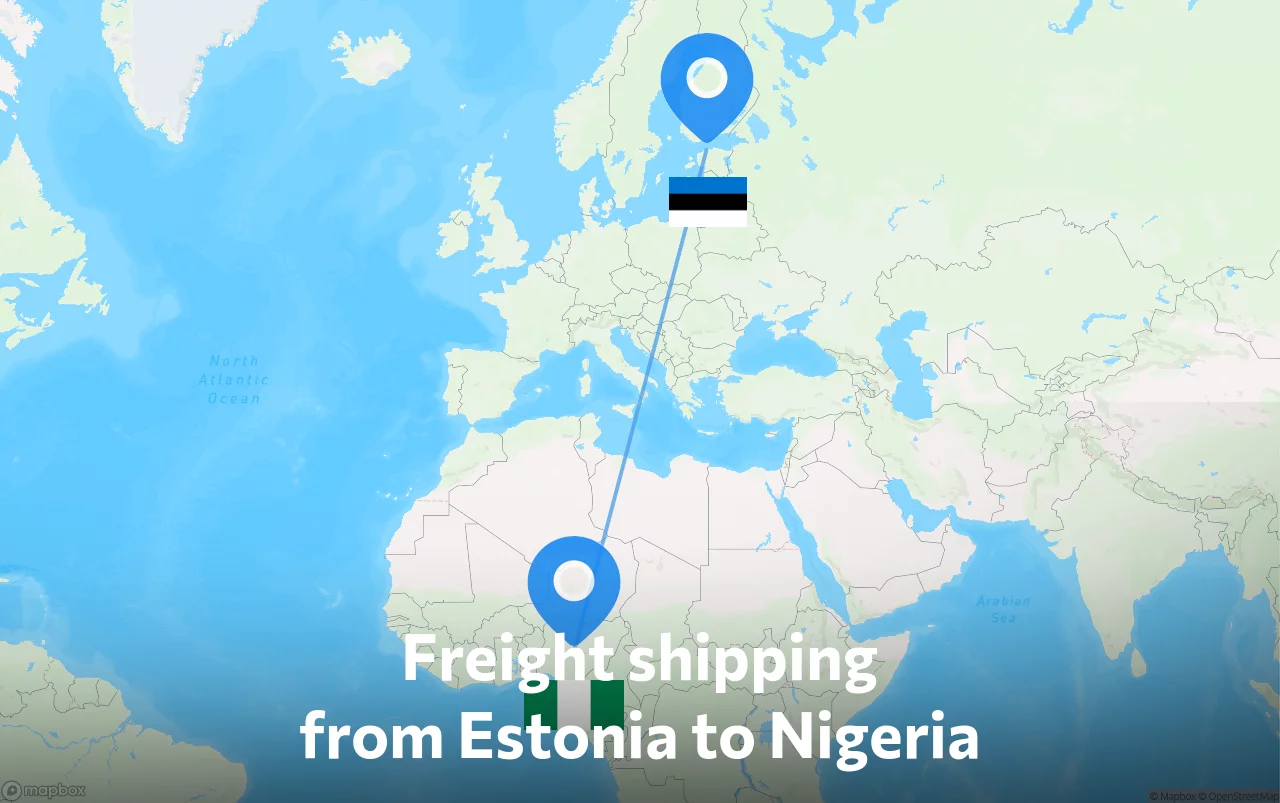 Shipping route from Estonia to Nigeria