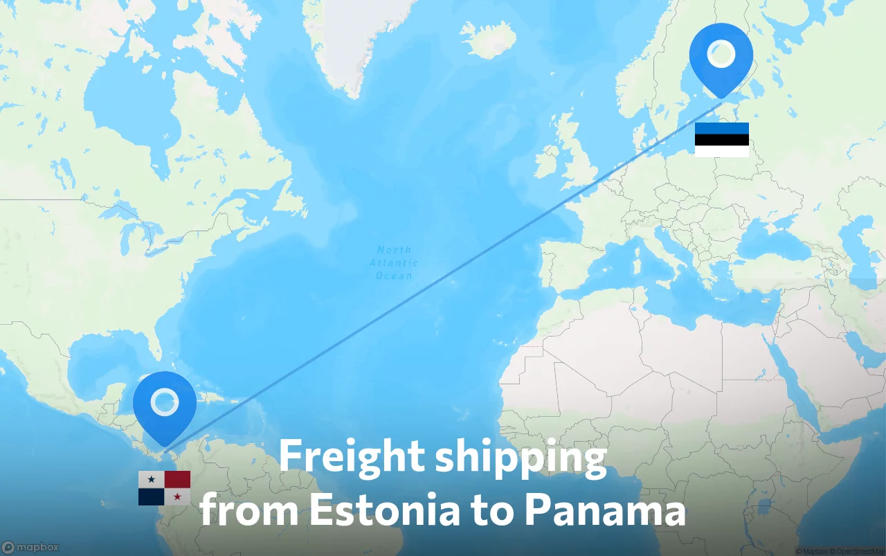 Shipping route from Estonia to Panama