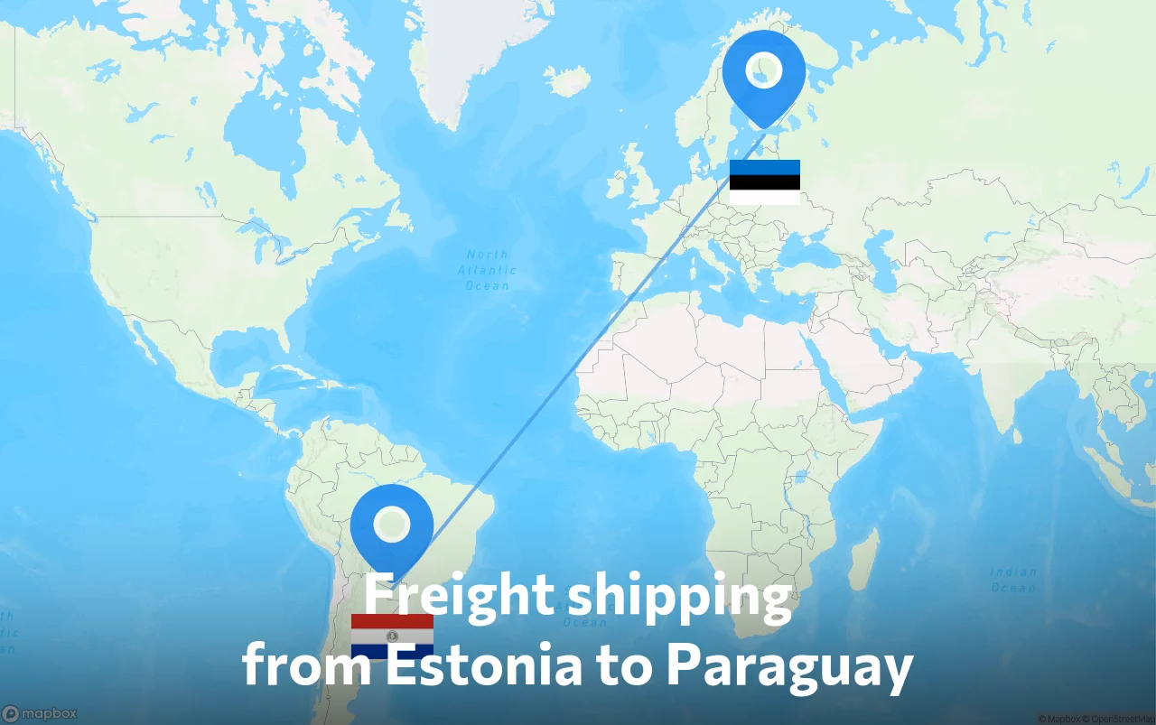 Shipping route from Estonia to Paraguay