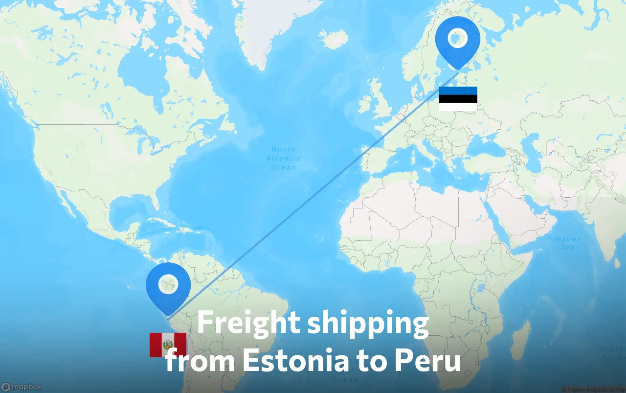 Shipping route from Estonia to Peru