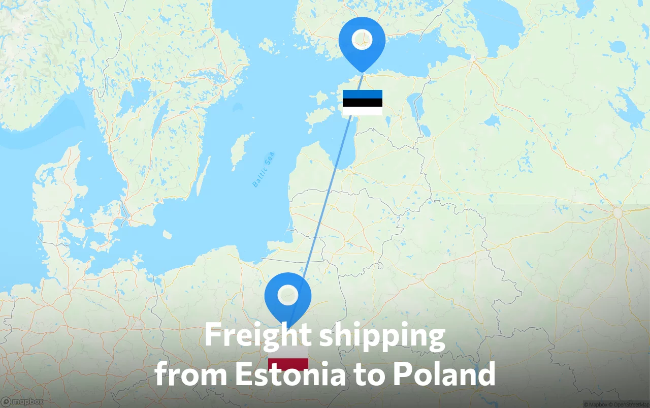 Shipping route from Estonia to Poland