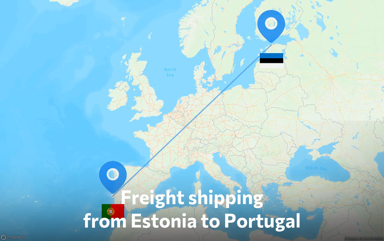 Shipping route from Estonia to Portugal