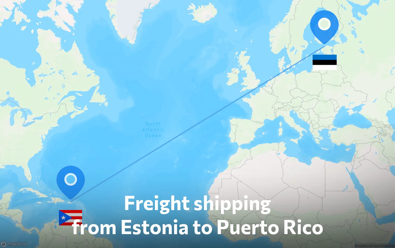 Shipping route from Estonia to Puerto Rico
