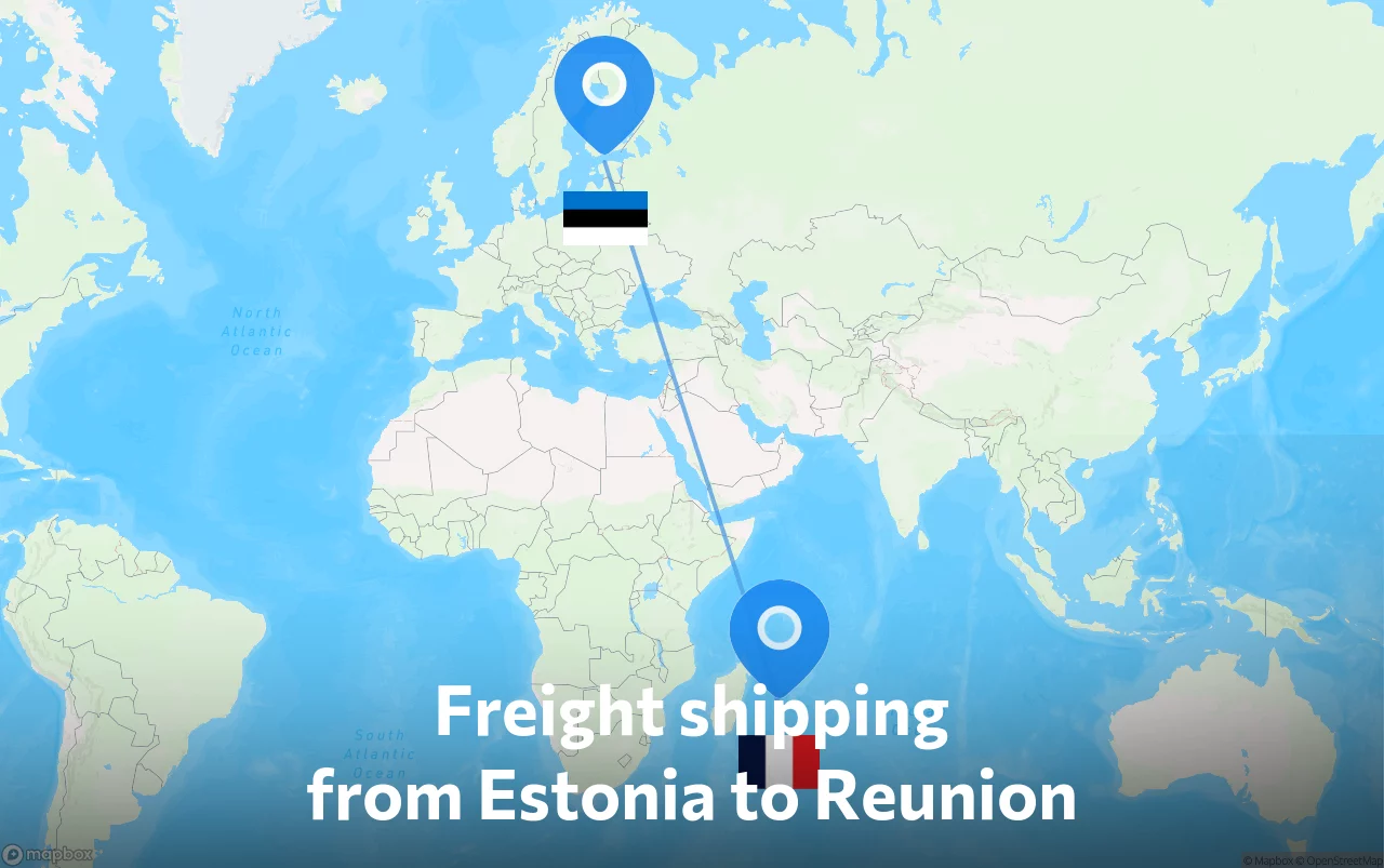 Shipping route from Estonia to Reunion