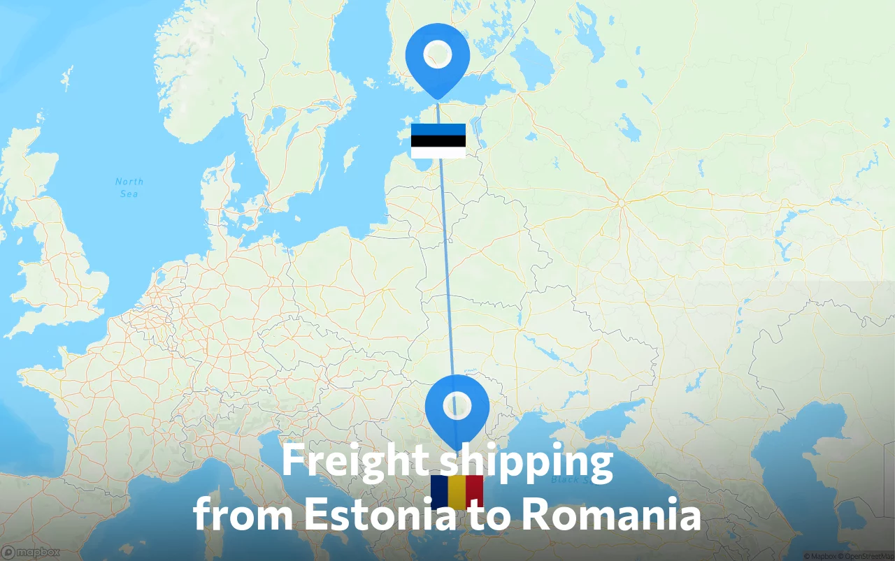 Shipping route from Estonia to Romania