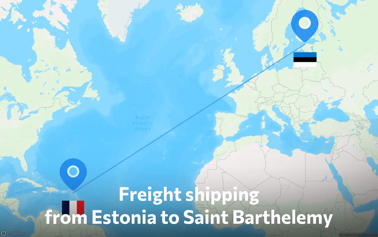 Shipping route from Estonia to Saint Barthelemy