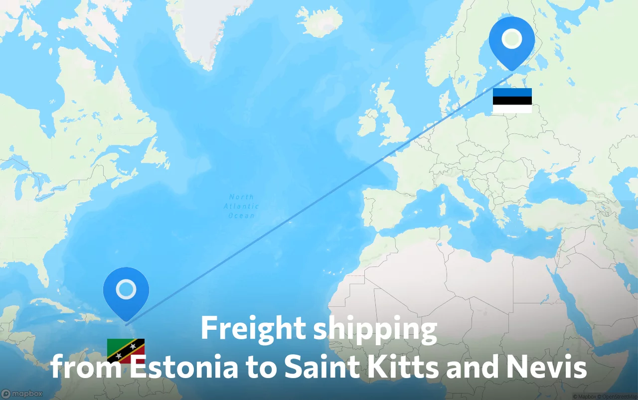 Shipping route from Estonia to Saint Kitts and Nevis