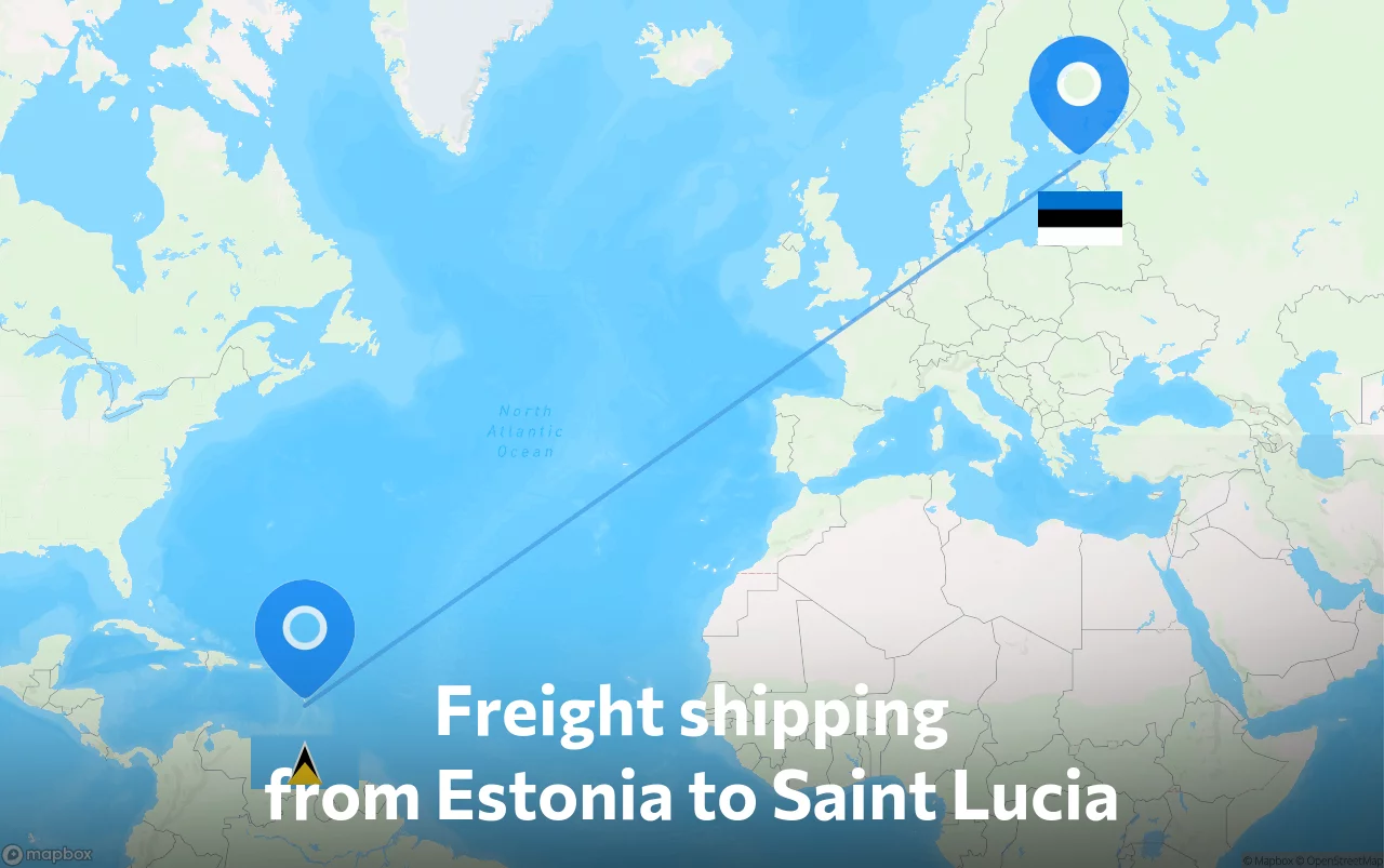 Shipping route from Estonia to Saint Lucia