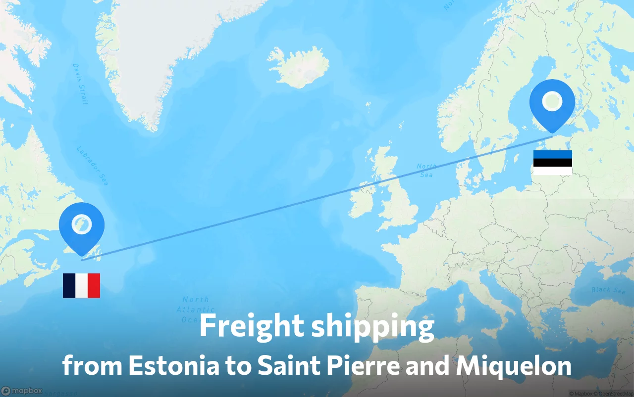 Shipping route from Estonia to Saint Pierre and Miquelon