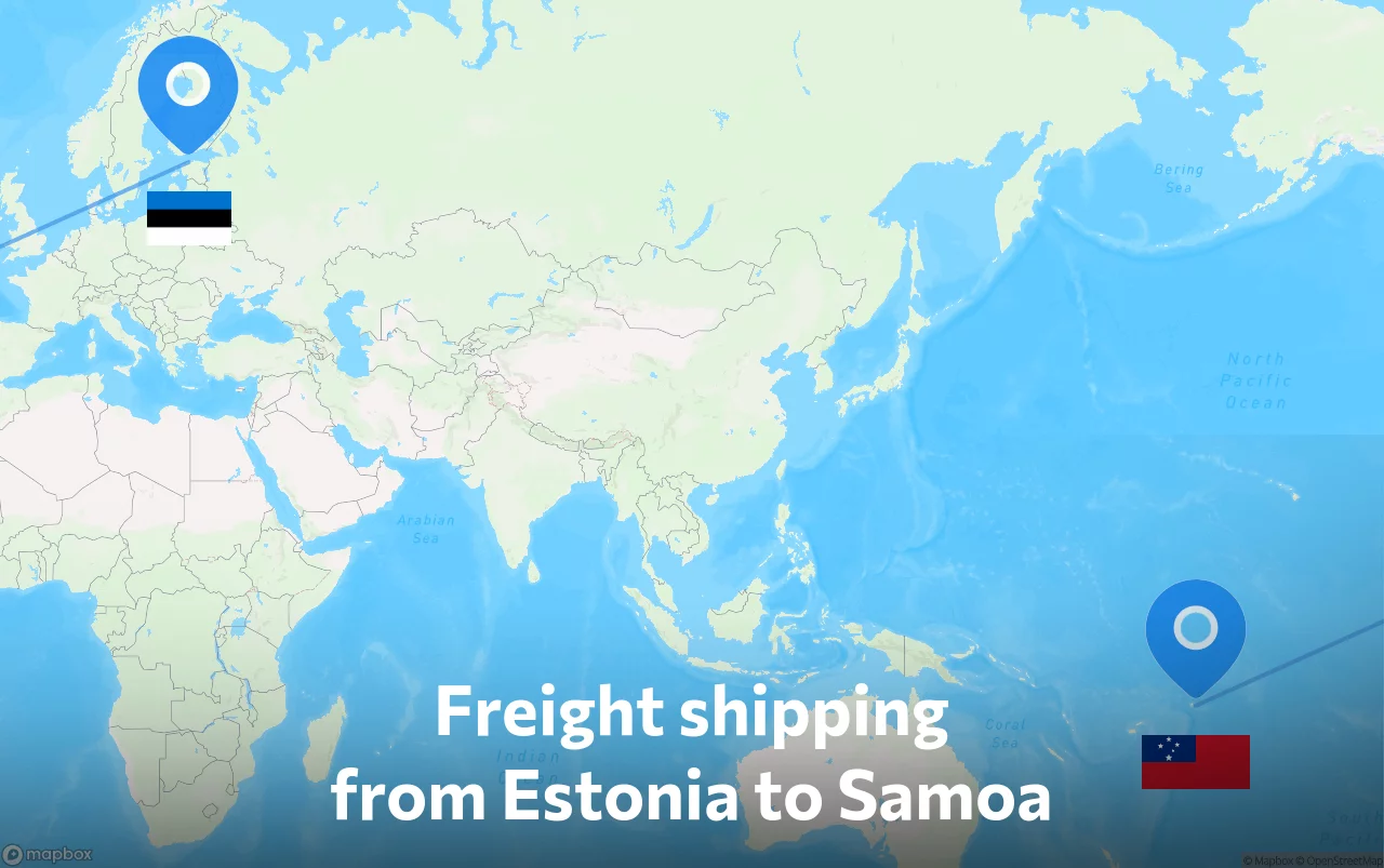 Shipping route from Estonia to Samoa