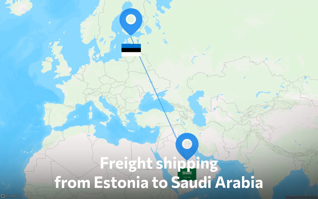 Shipping route from Estonia to Saudi Arabia