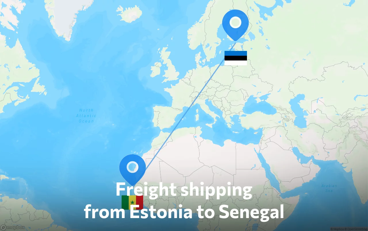 Shipping route from Estonia to Senegal