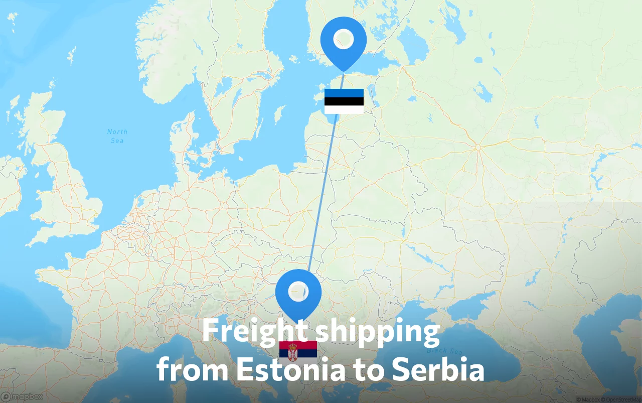 Shipping route from Estonia to Serbia