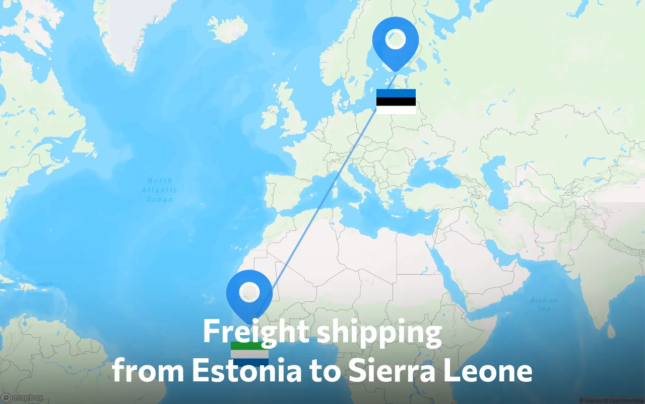 Shipping route from Estonia to Sierra Leone
