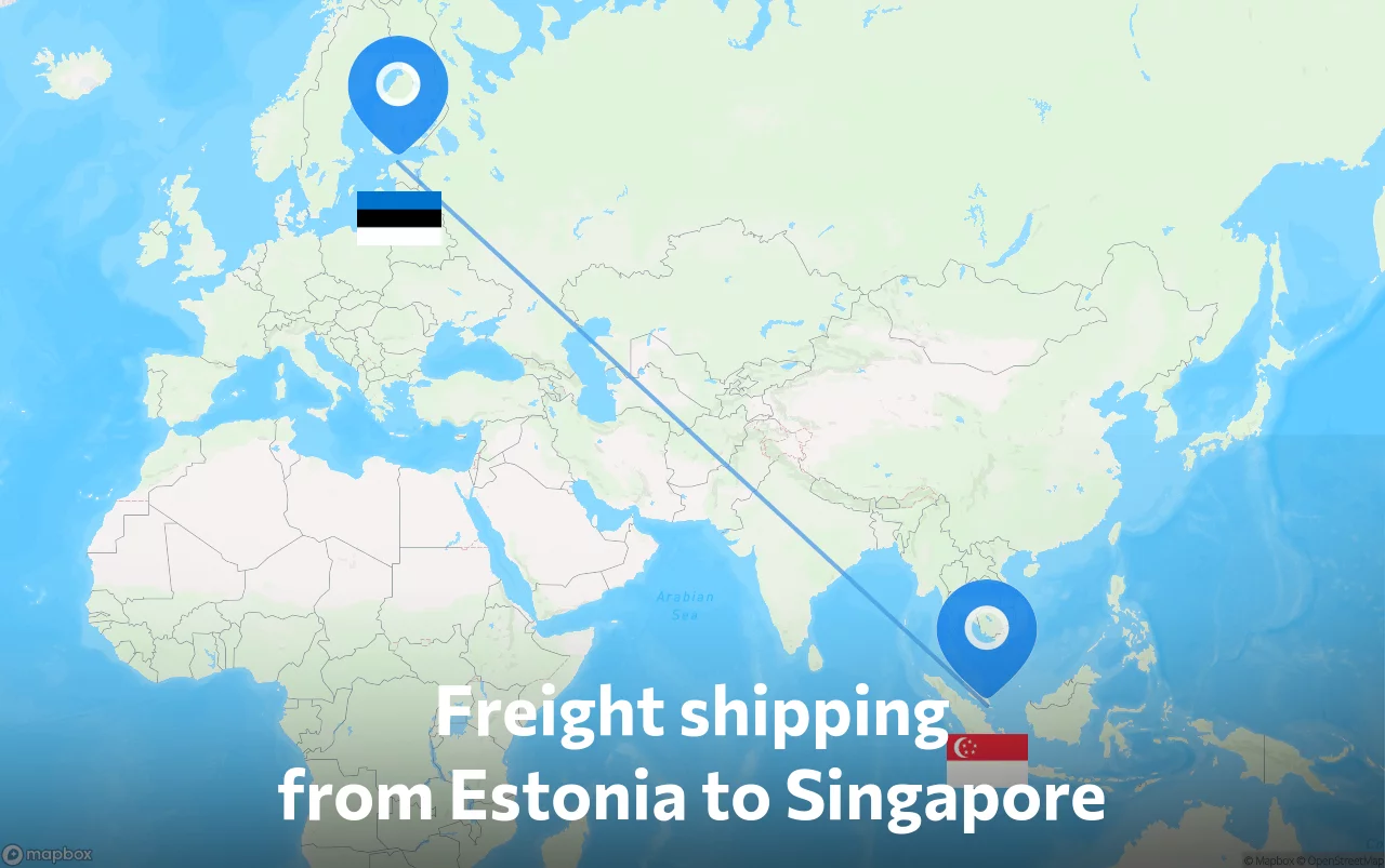 Shipping route from Estonia to Singapore