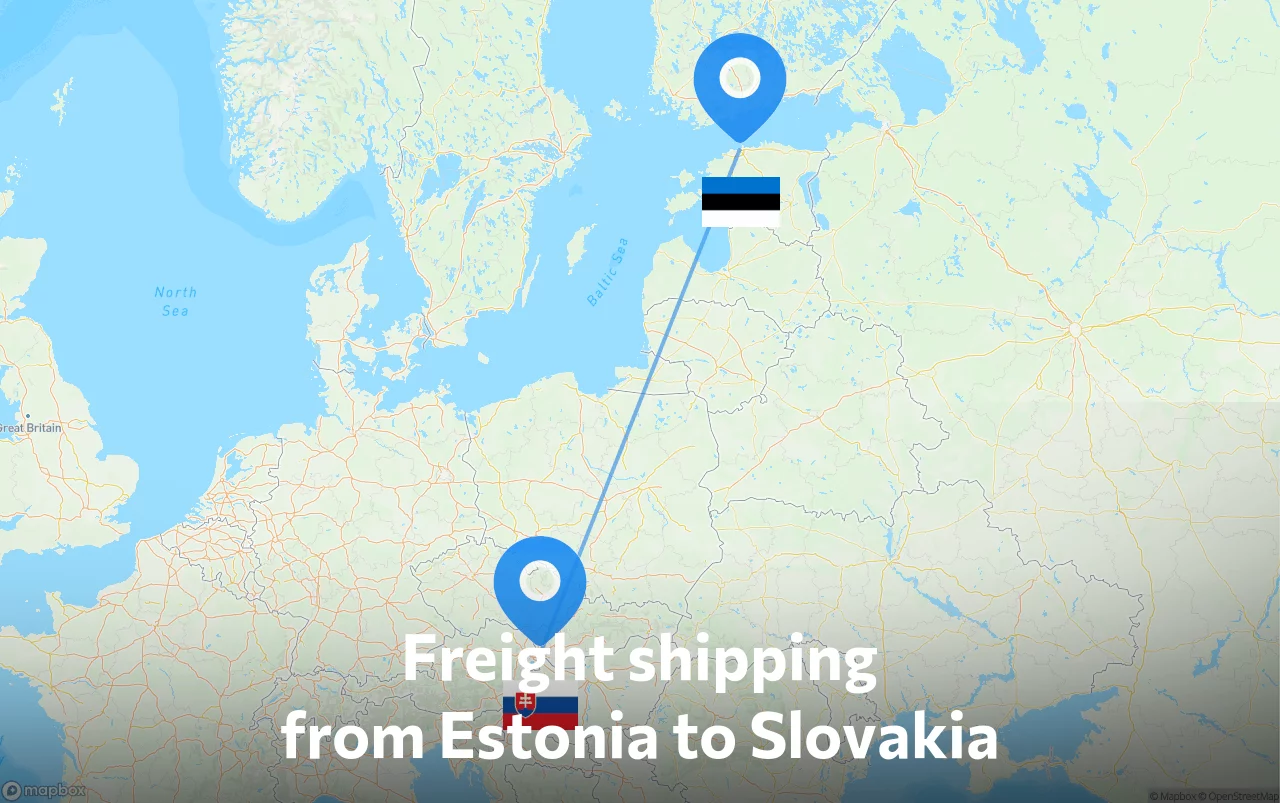 Shipping route from Estonia to Slovakia