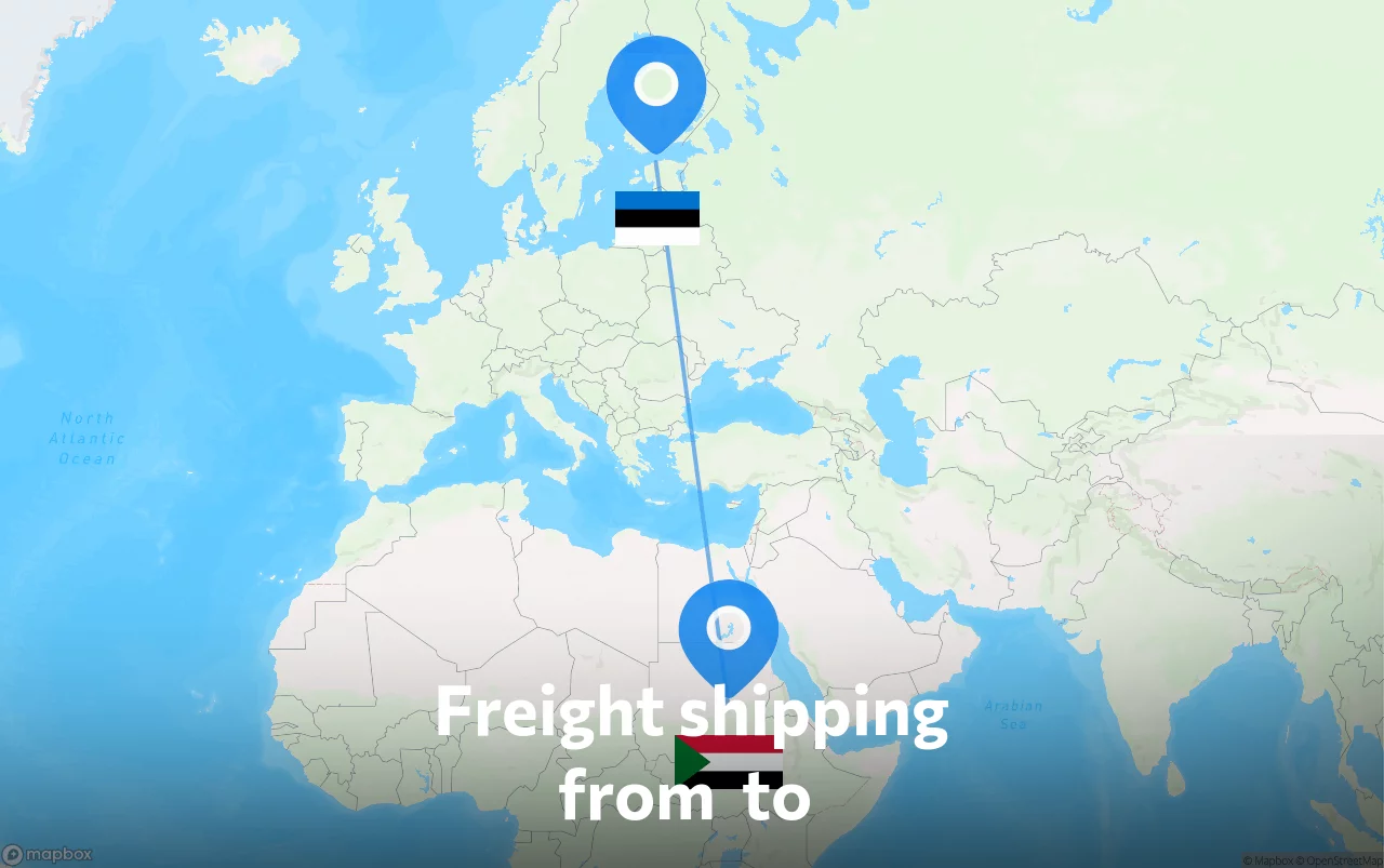 Shipping route from Estonia to Sudan