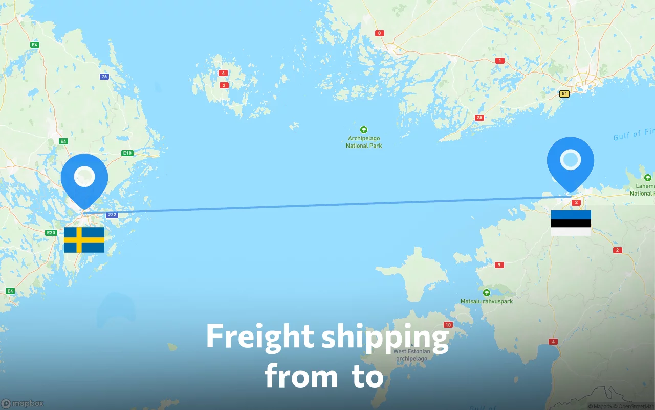 Shipping route from Estonia to Sweden
