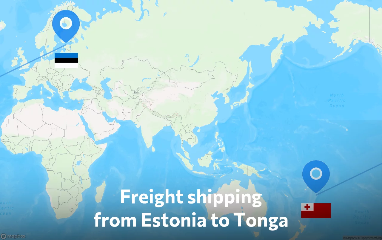 Shipping route from Estonia to Tonga