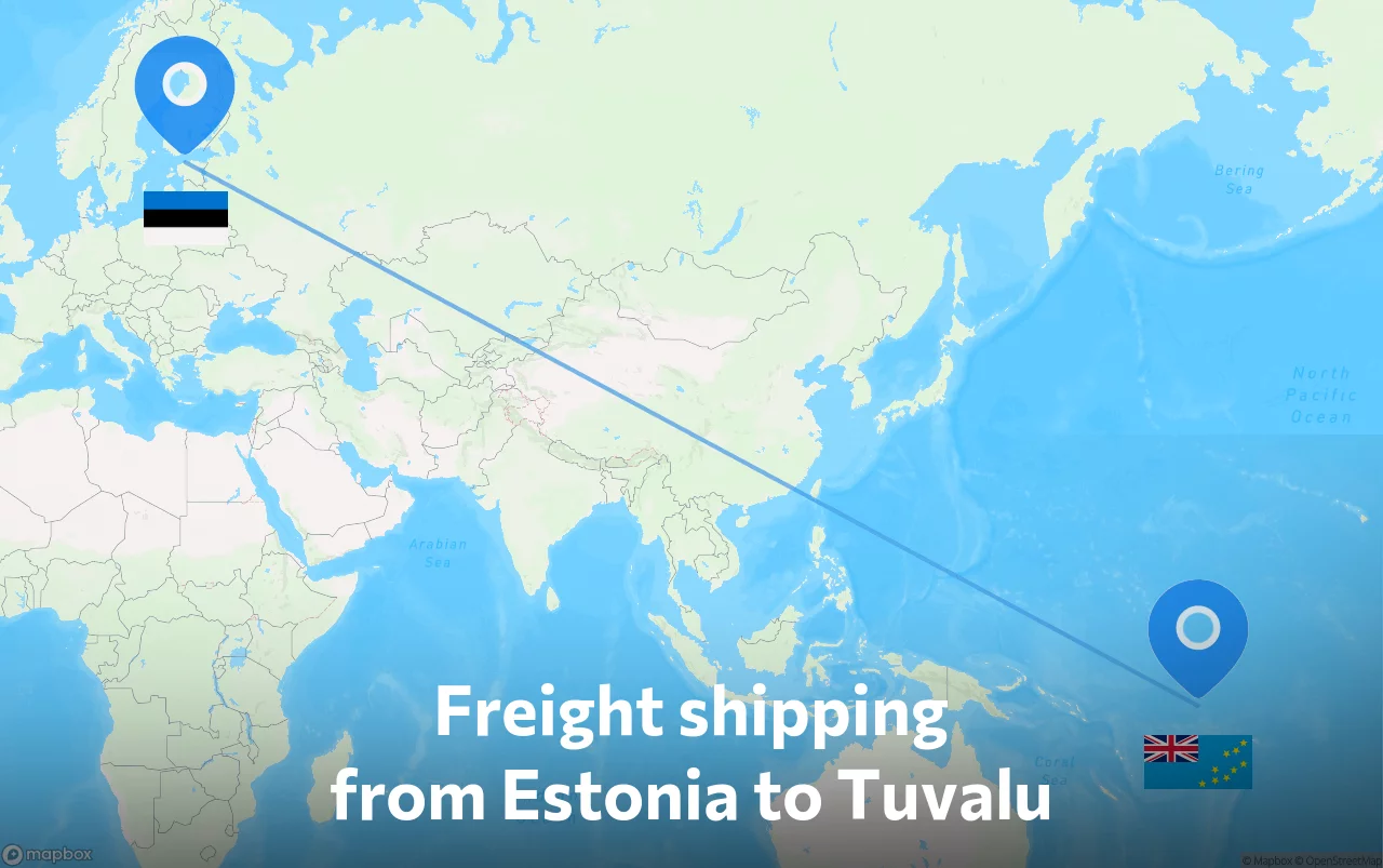 Shipping route from Estonia to Tuvalu