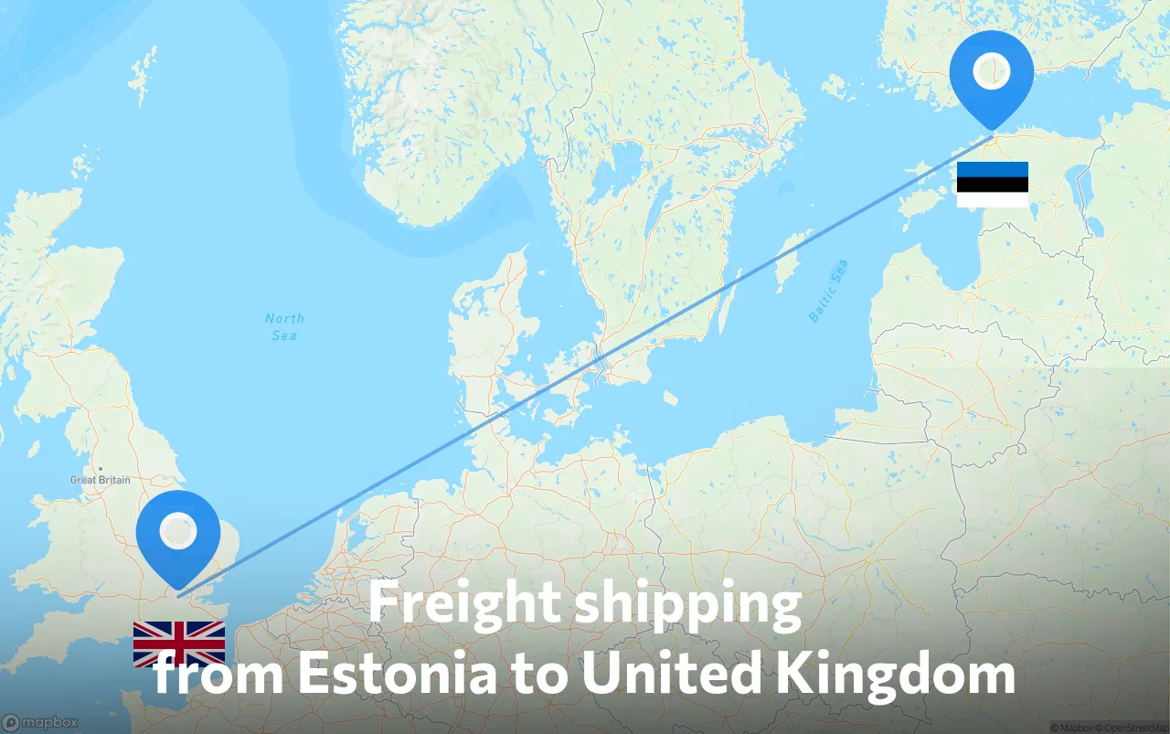 Shipping route from Estonia to United Kingdom