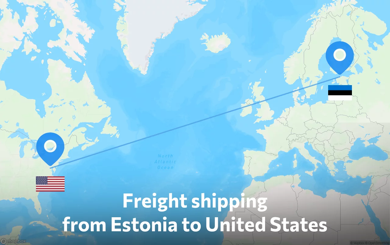 Shipping route from Estonia to United States