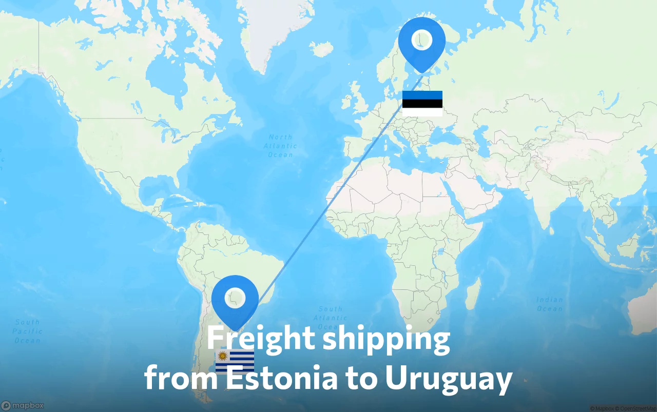 Shipping route from Estonia to Uruguay